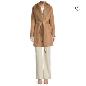 Sophia Cashmere from Neiman Marcus Wool Coat Jacket Real Shearling Collar $1695